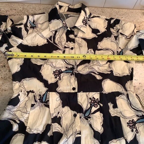 La fe’e maraboutee size 42 US LG Blue and White Floral Button Down Shirt Dress - Picture 6 of 10